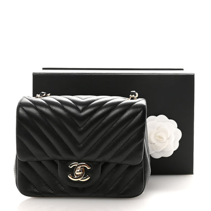 Chanel Lambskin Chevron Quilted Mini Square Flap Black 11 of 11