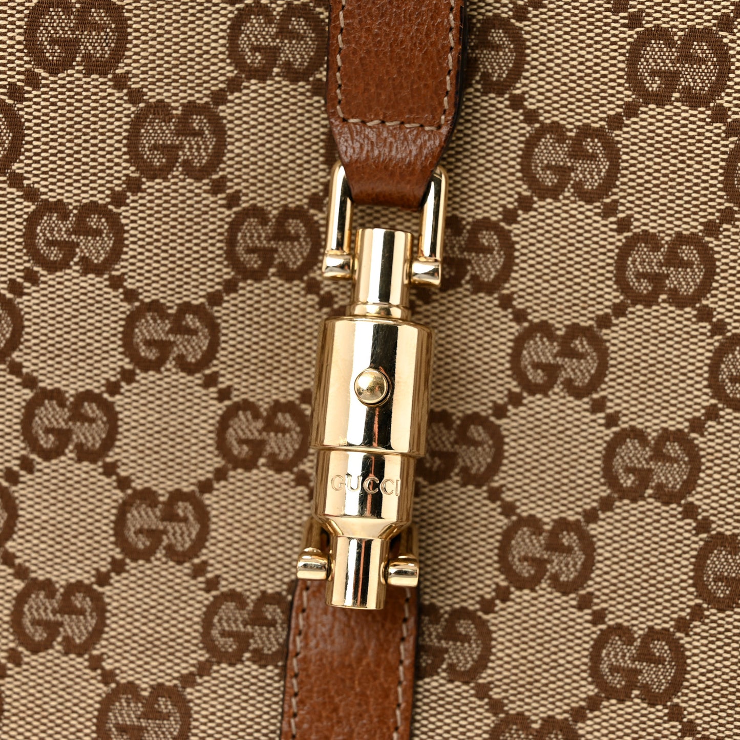 Monogram Calfskin Large Bardot Shoulder Bag Brown