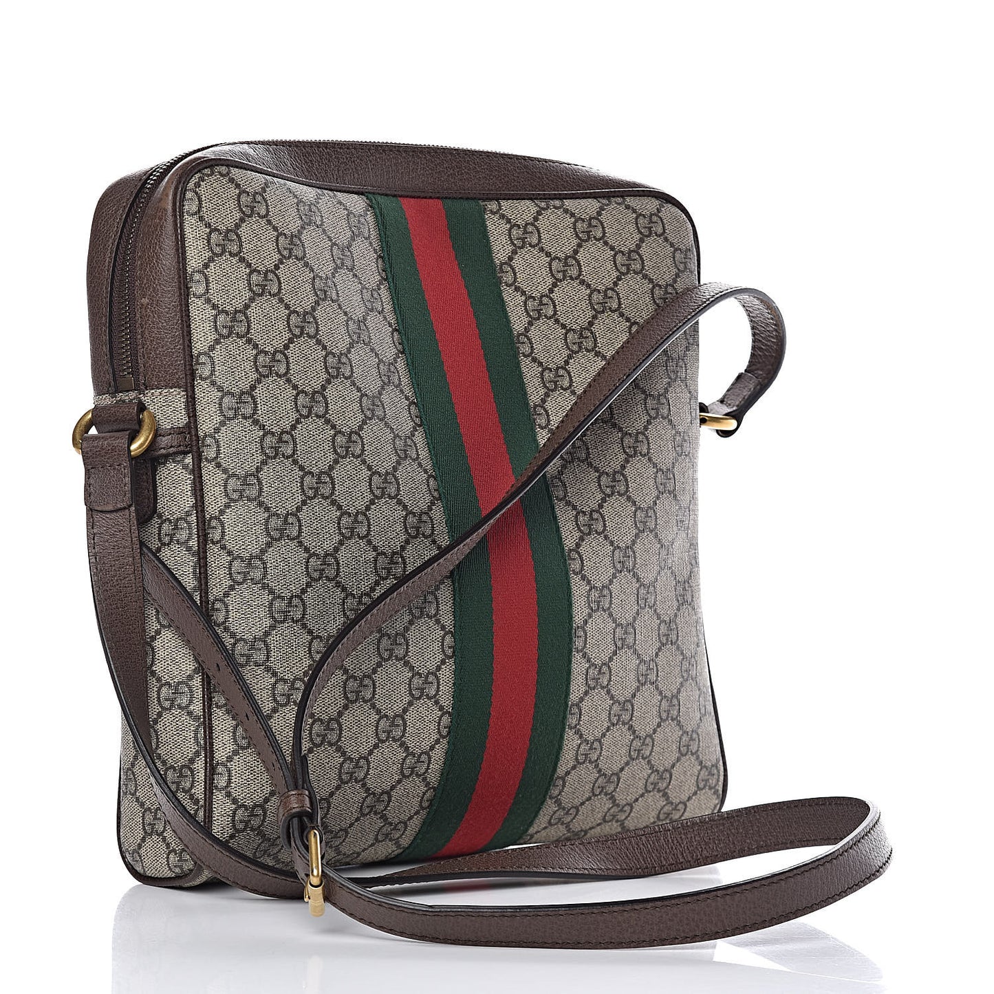 GG Supreme Monogram Web Medium Ophidia Messenger Bag Brown