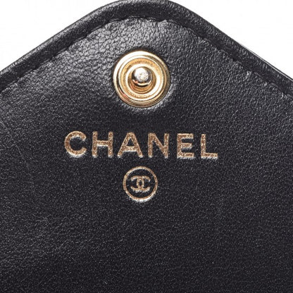 Chanel Lambskin Chevron Quilted Medallion CC Card Holder Black 6 of 8