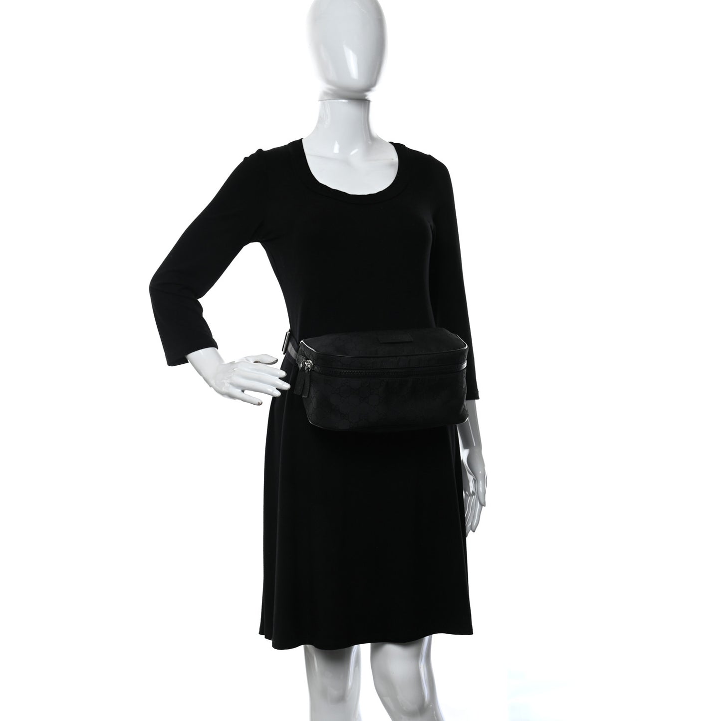 Nylon Monogram Fanny Pack Belt Bag Black