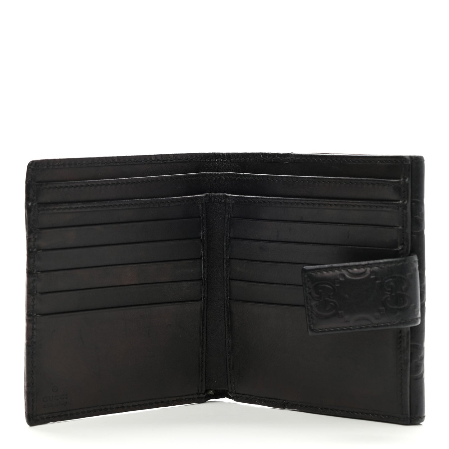 Guccissima Metal Bar French Flap Wallet Black