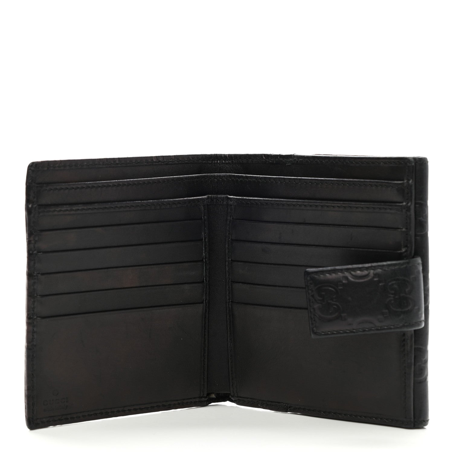Gucci Guccissima Metal Bar French Flap Wallet Black 5 of 12