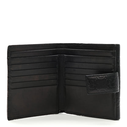 Gucci Guccissima Metal Bar French Flap Wallet Black 5 of 12