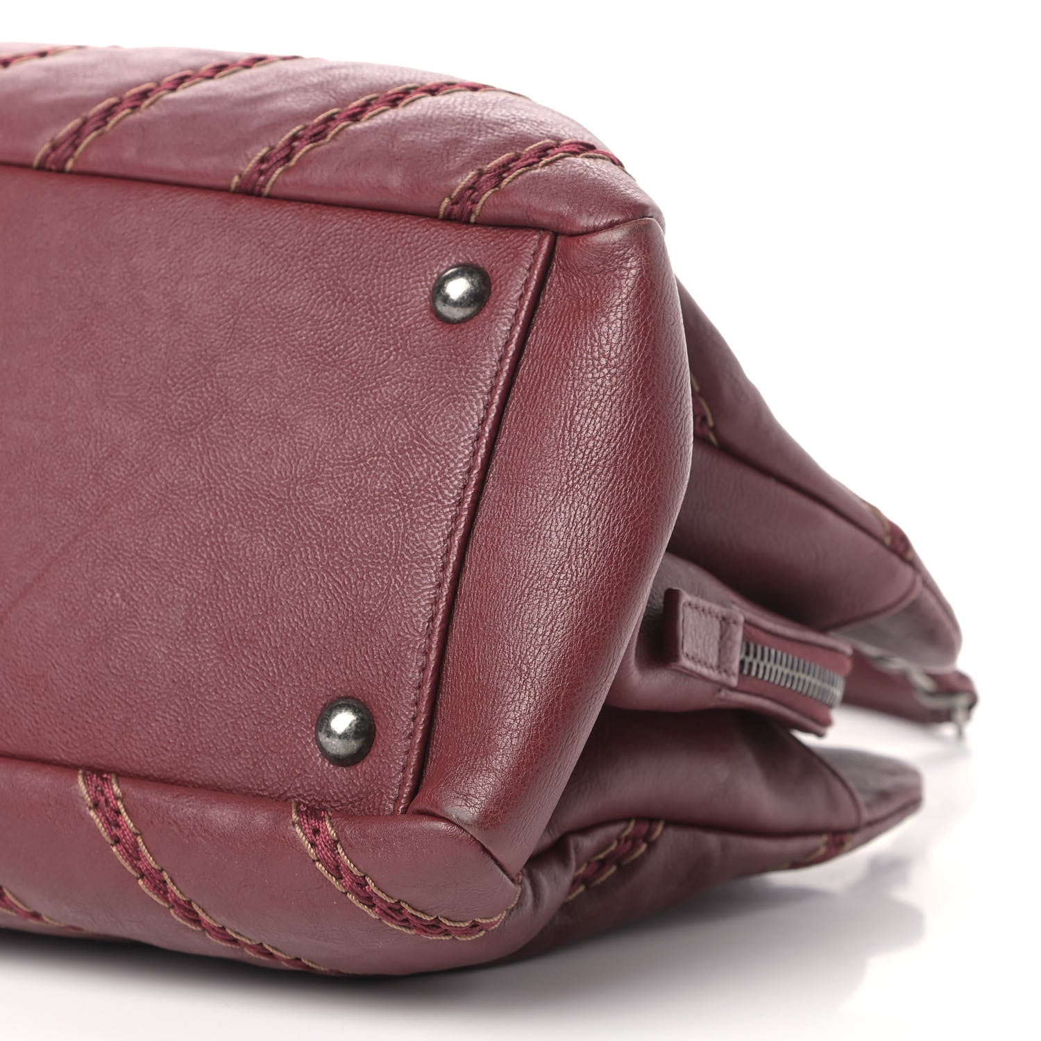 Chanel Calfskin Chevron Stitched Shopping Bag Dark Red 9 of 9