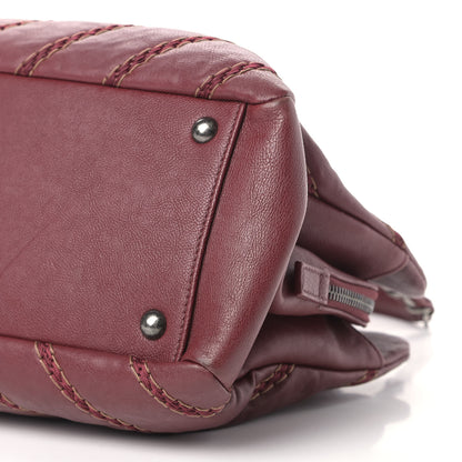 Chanel Calfskin Chevron Stitched Shopping Bag Dark Red 9 of 9