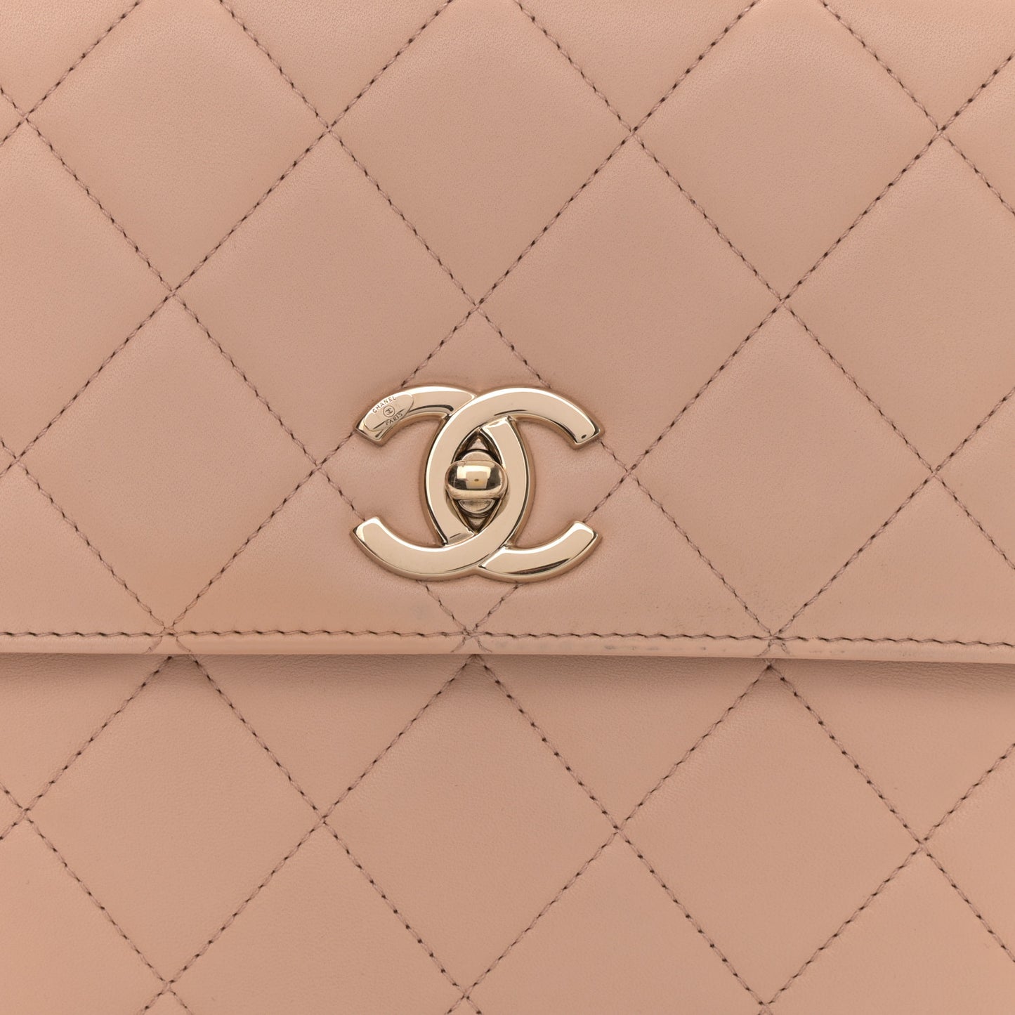 Lambskin Quilted Medium Trendy CC Flap Dual Handle Bag Beige