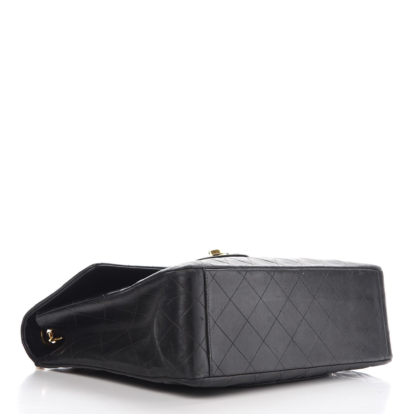 Lambskin Quilted XL Jumbo Single Flap Black
