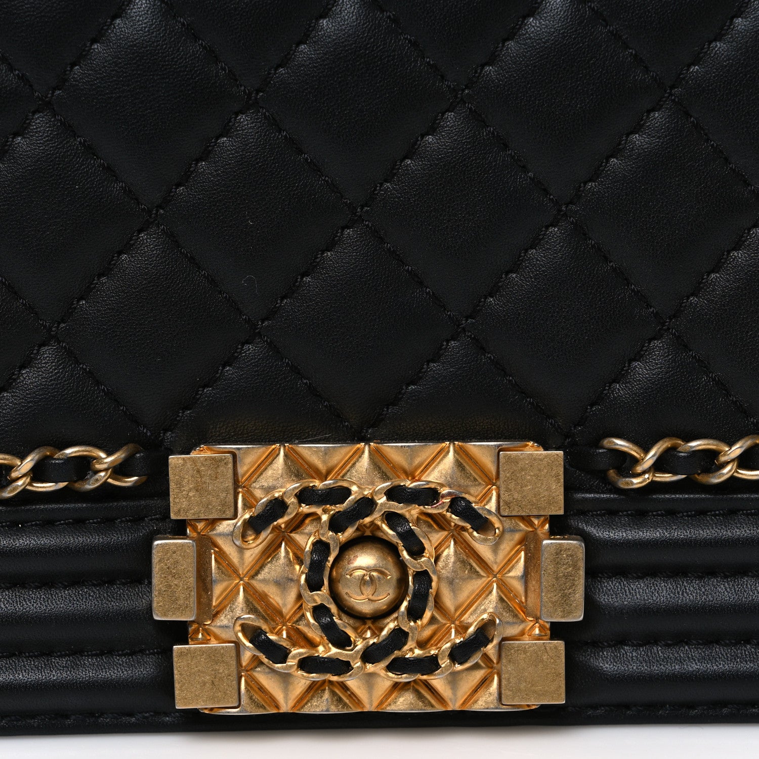 Chanel Lambskin Quilted Small Chain Around Boy Flap Black 13 of 15