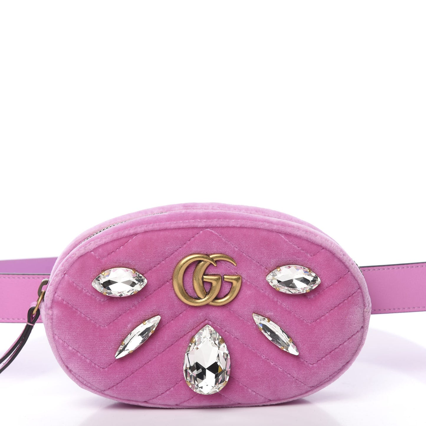 Velvet Matelasse Marquise Crystals GG Marmont Belt Bag Malva