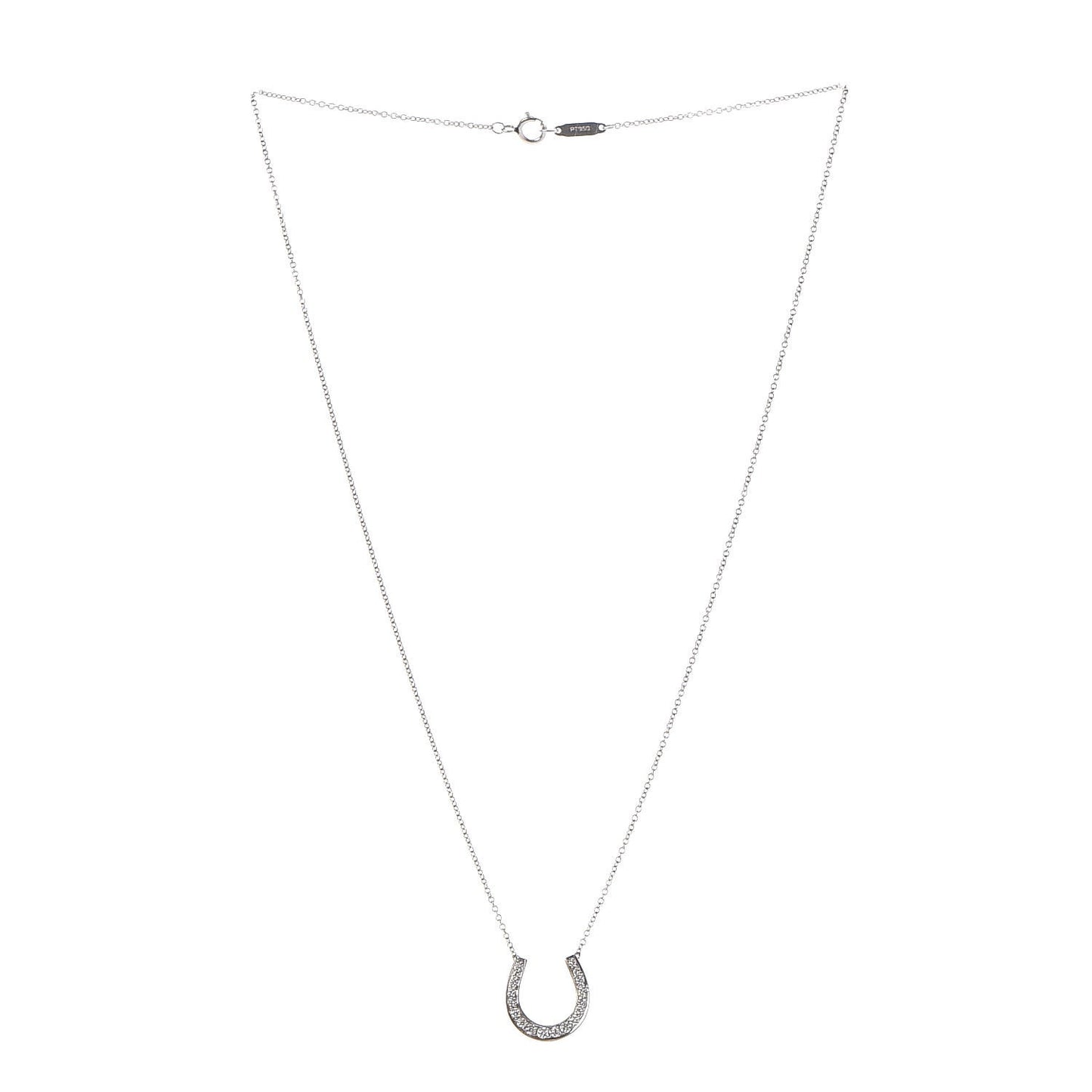 Platinum Diamond Horseshoe Pendant Necklace