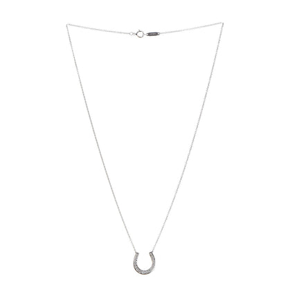 Tiffany Platinum Diamond Horseshoe Pendant Necklace 3 of 8