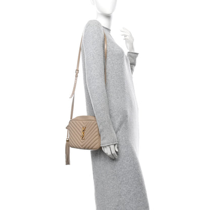 Saint Laurent Calfskin Matelasse Monogram Lou Camera Bag Dark Beige 2 of 13