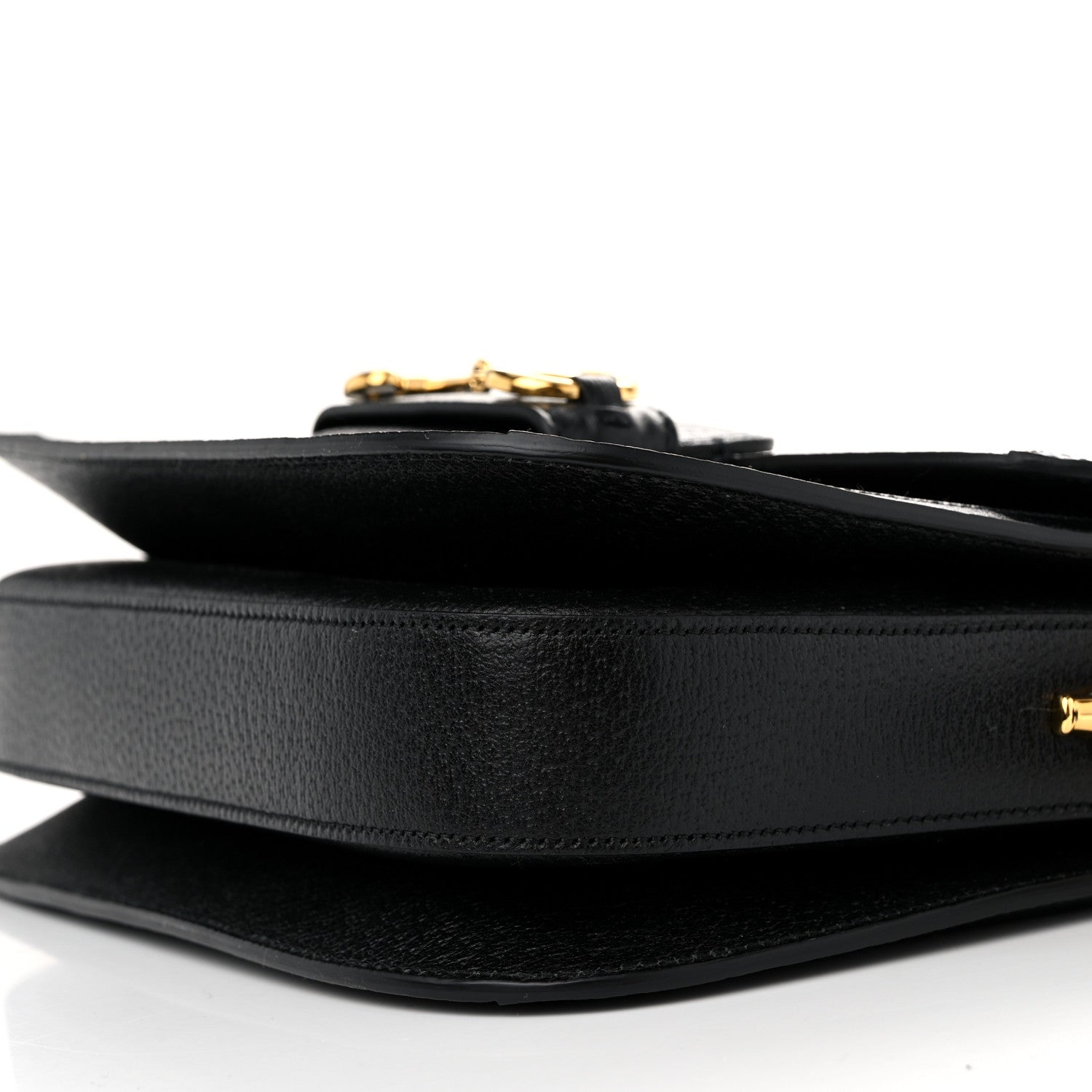 Gucci Jacquard Black Denim GG Monogram Textured Dollar Calfskin Horsebit 1955 Shoulder Bag Black Ivory 10 of 10