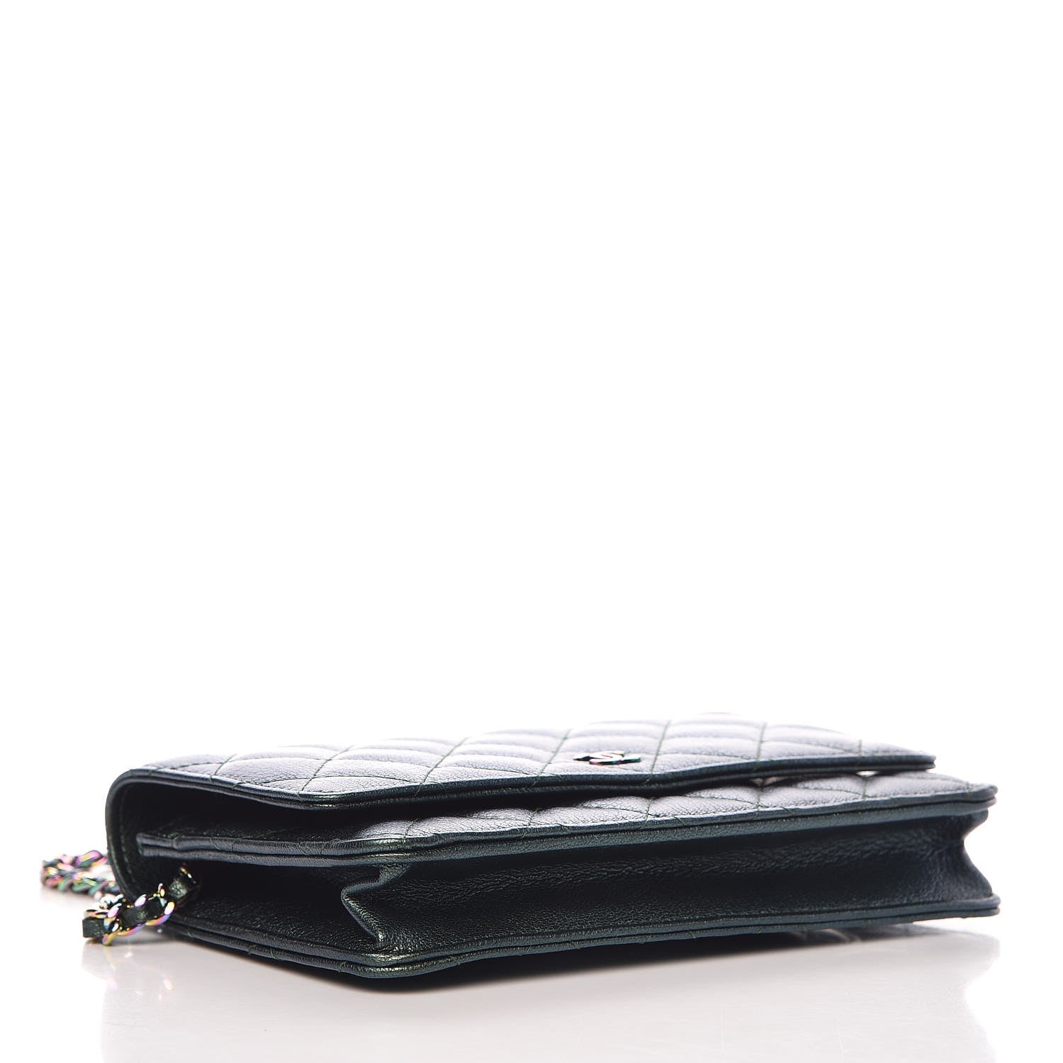 Chanel Iridescent Goatskin Quilted Wallet On Chain WOC Green 4 of 10