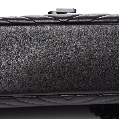 Saint Laurent Sheepskin Matelasse Chevron Monogram Monochrome Large College Satchel Black 14 of 14