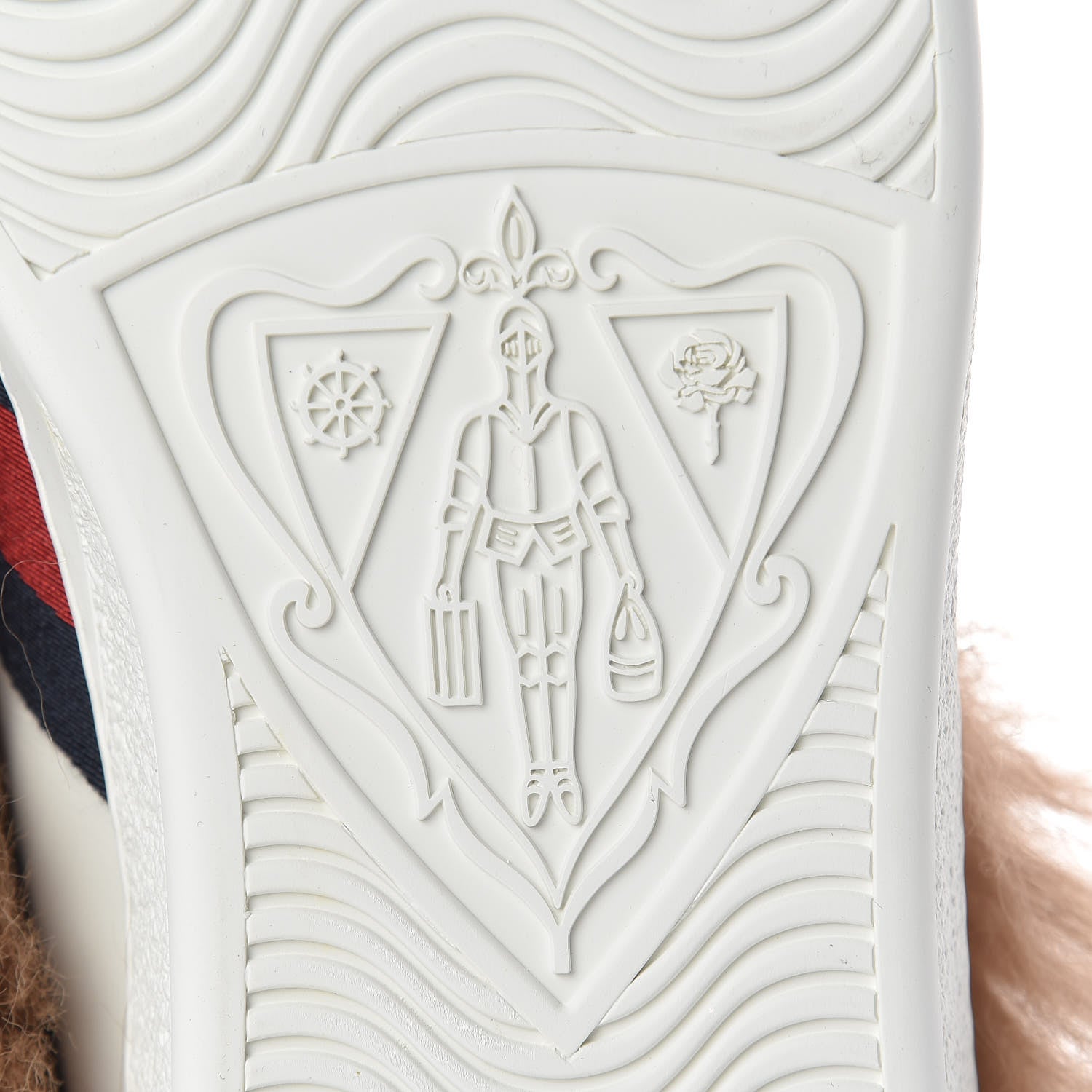 Gucci Calfskin Wool Web Bee Embroidered Mens Ace Sneakers 8 White 6 of 9