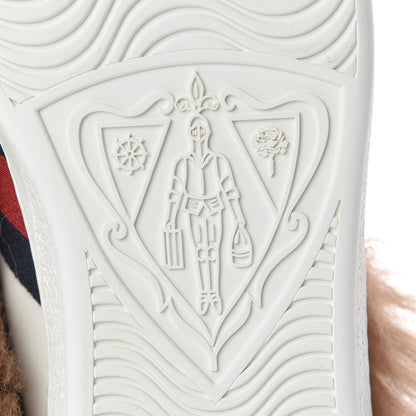 Gucci Calfskin Wool Web Bee Embroidered Mens Ace Sneakers 8 White 6 of 9