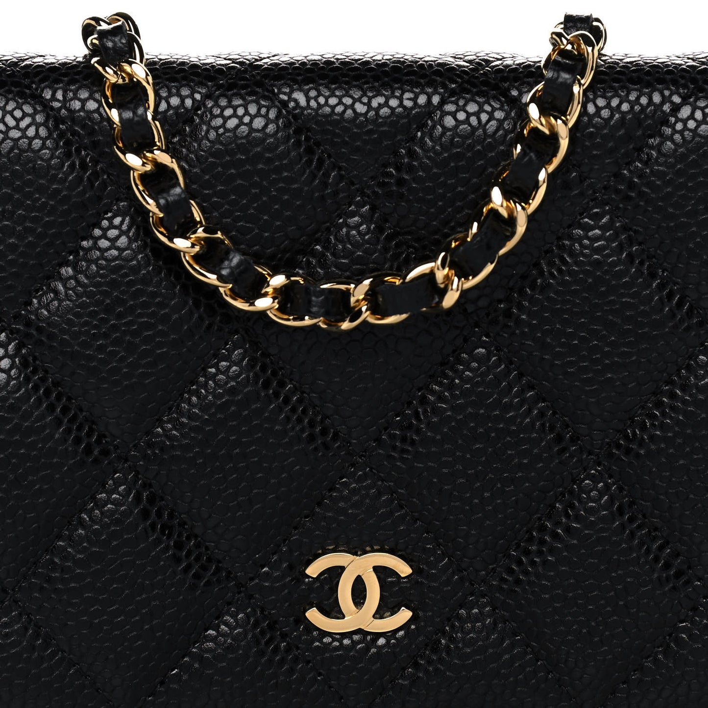 Caviar Quilted Wallet On Chain WOC Black