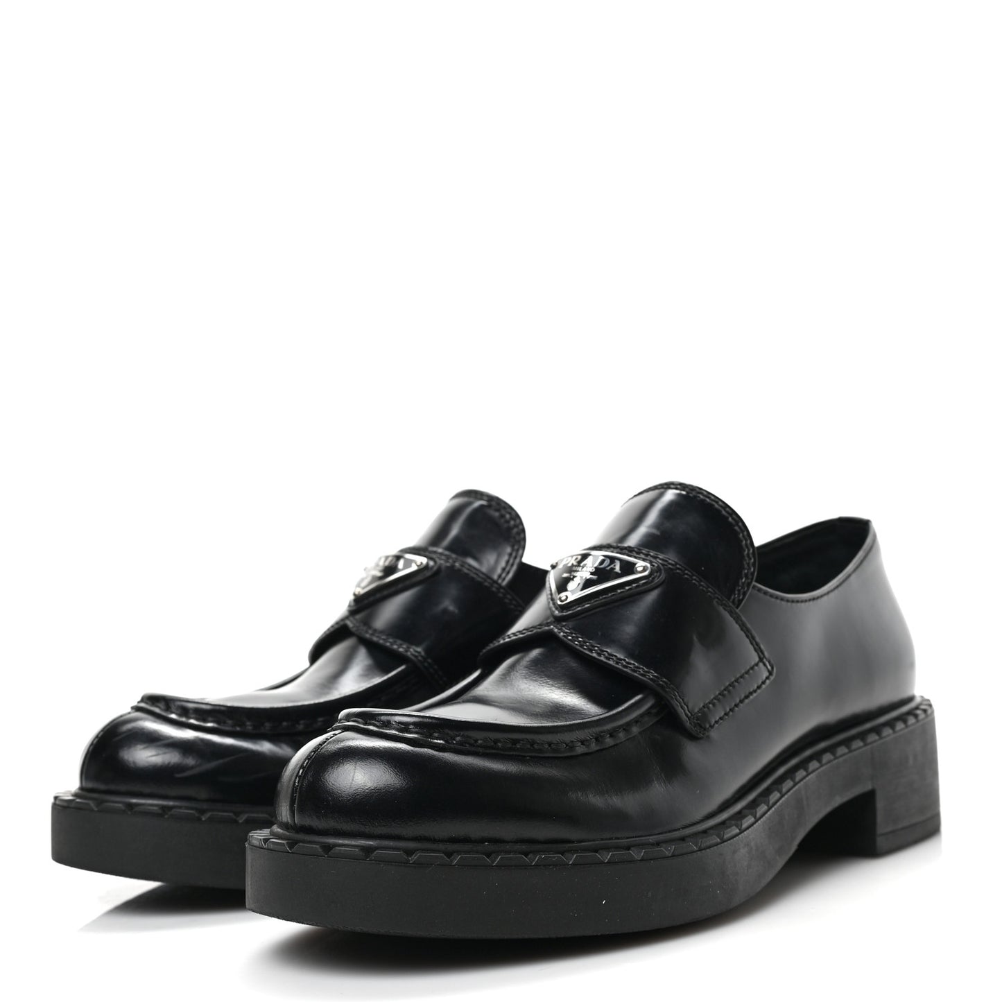 Spazzolato Metal Triangle Logo 50mm Loafers 37 Black