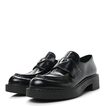 Prada Spazzolato Metal Triangle Logo 50mm Loafers 37 Black 3 of 7