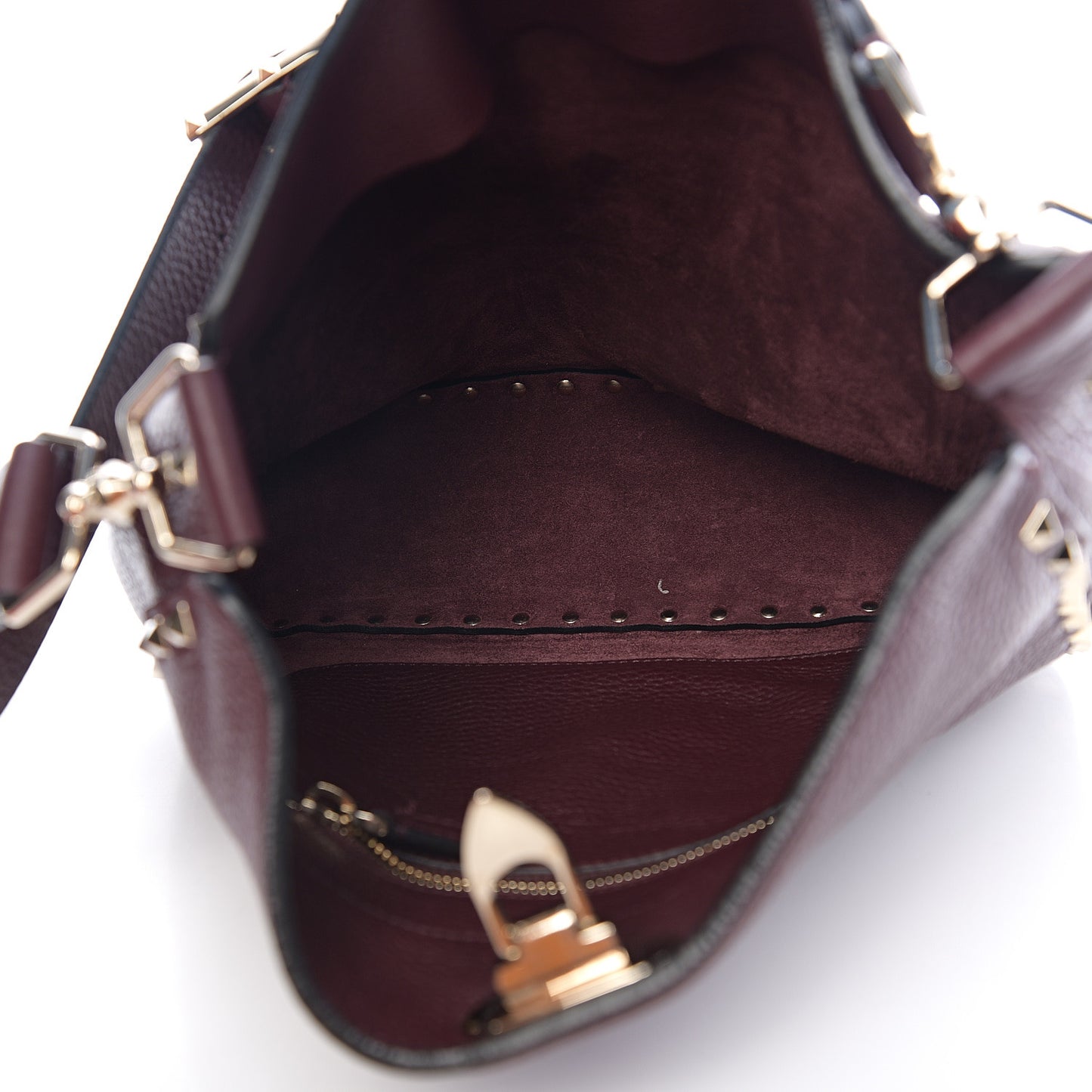 Pebbled Calfskin Small Rockstud Flip-Lock Messenger Bag Vinaccia