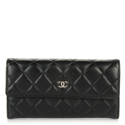 Chanel Lambskin Quilted Large Gusset Flap Wallet Black 1 of 8