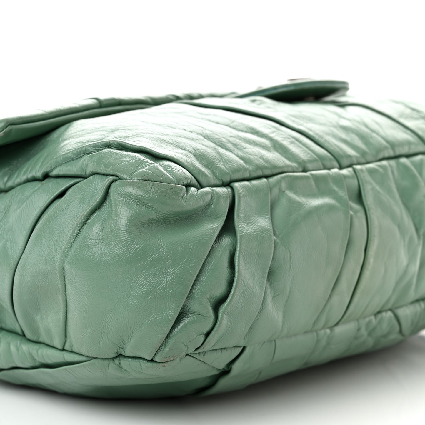 Glazed Calfskin Twisted Maxi Flap Green