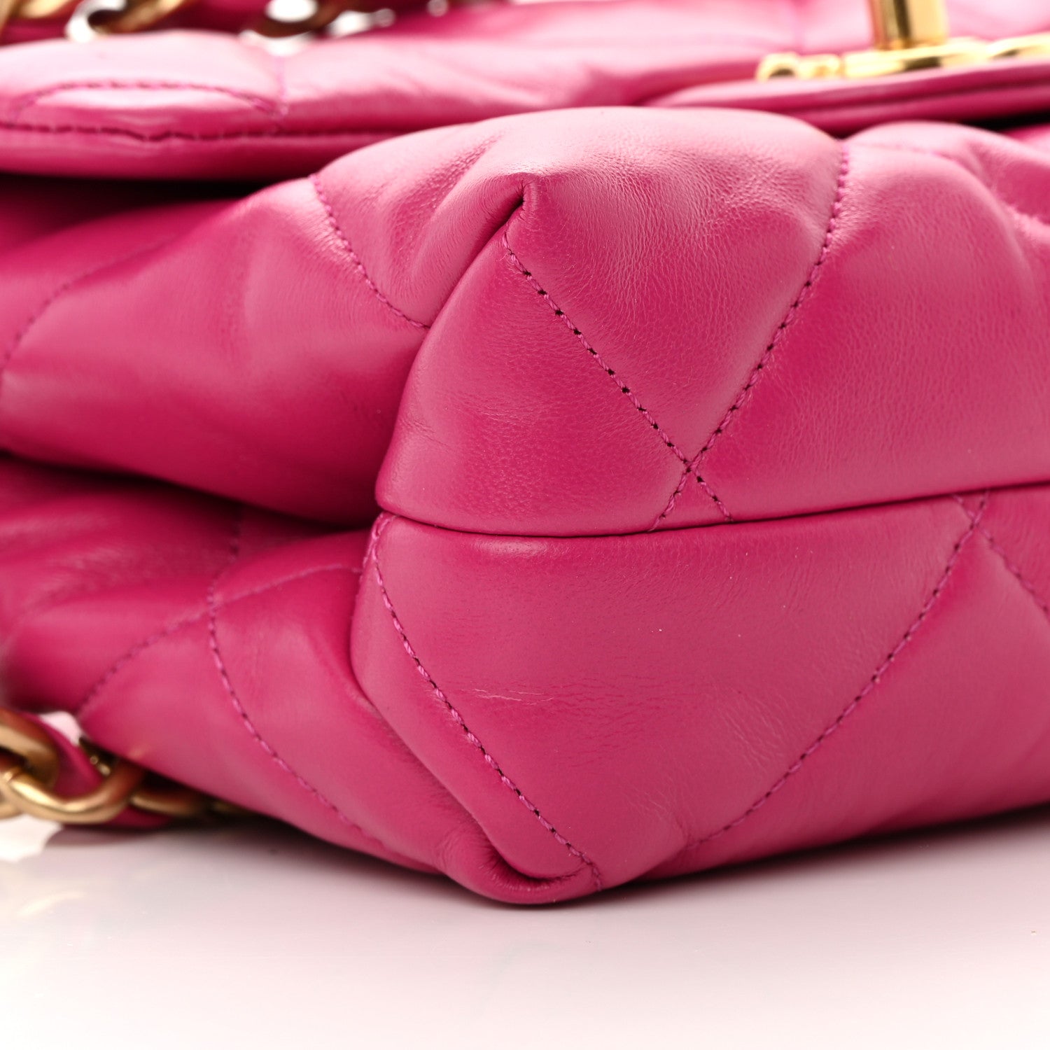 Chanel Lambskin Quilted Small Chain Top Handle Flap Fuchsia 9 of 16