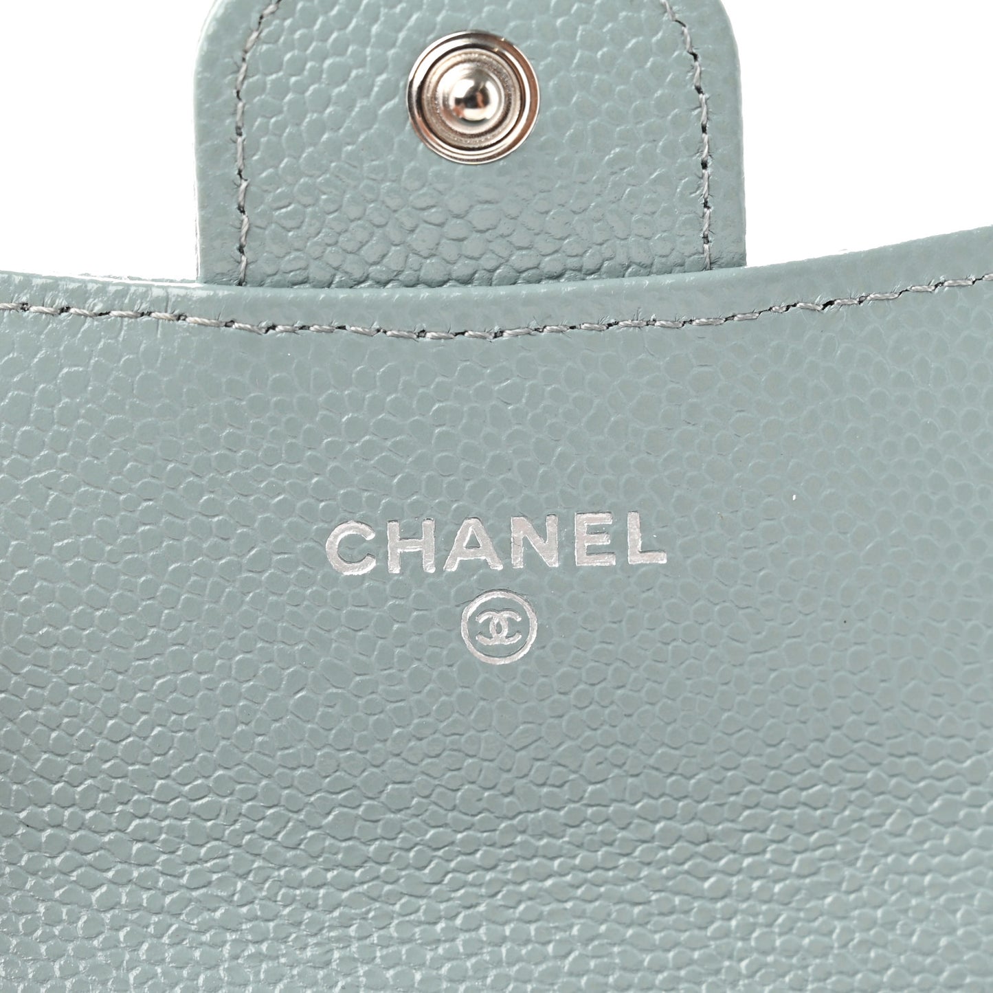 Caviar Quilted Flap Card Holder Wallet Grey