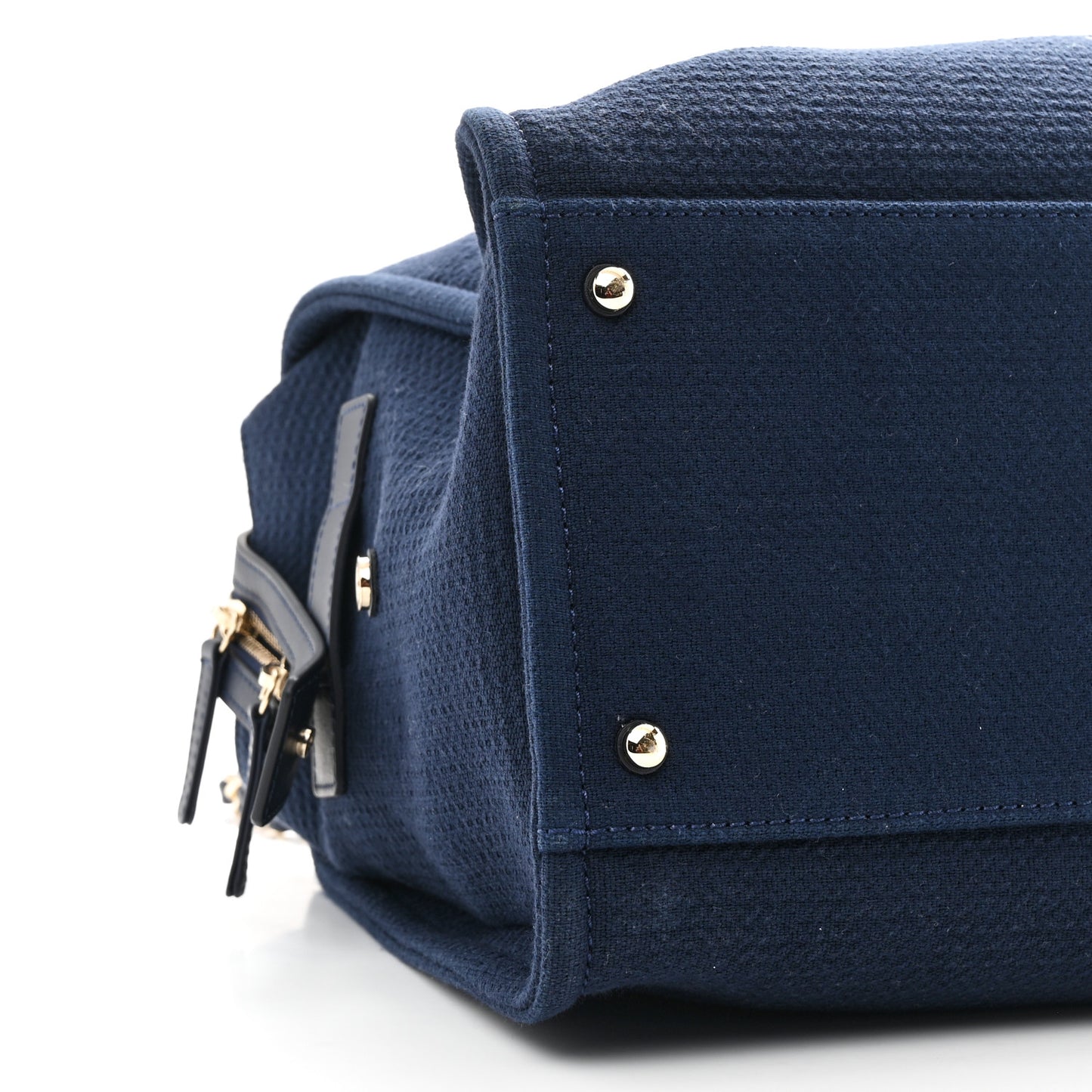 Mixed Fibers Large Deauville Bowling Bag Navy Blue