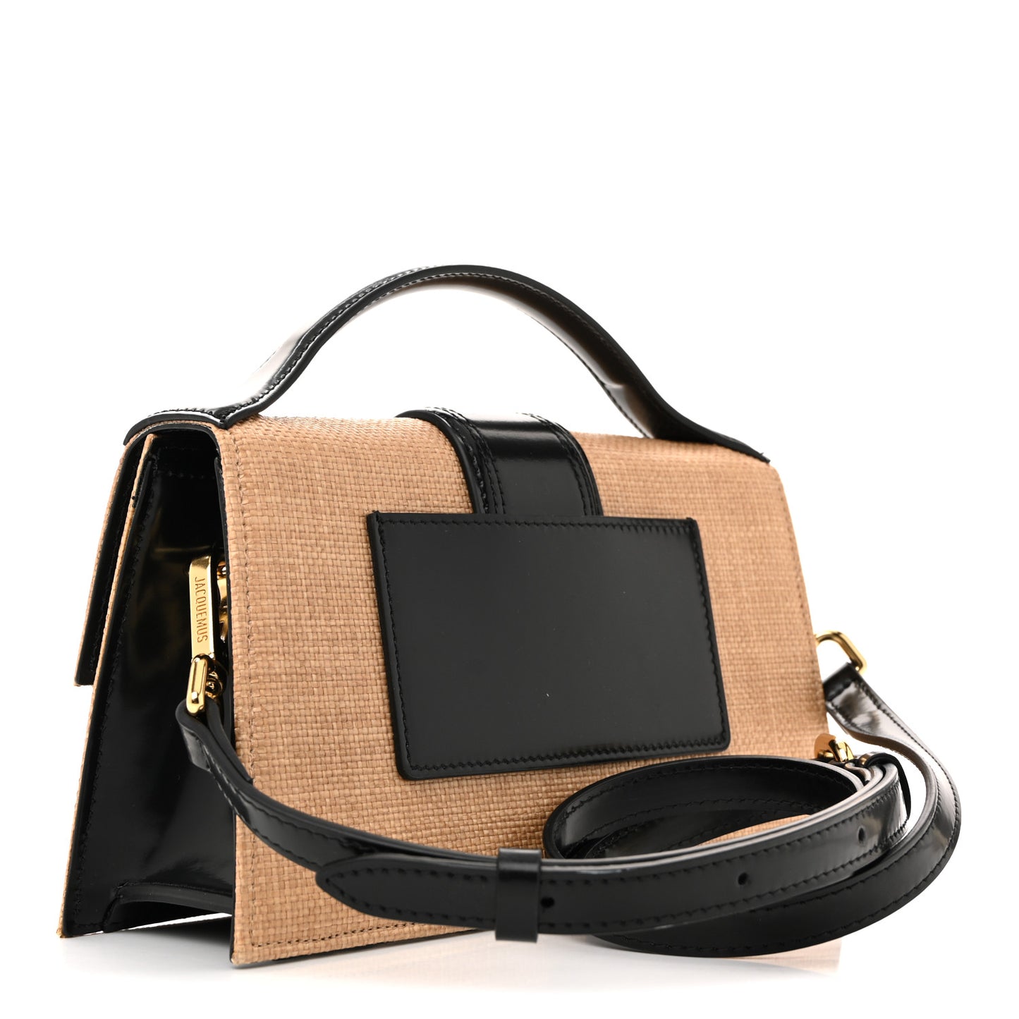 Raffia Smooth Calfskin Le Grand Bambino Natural Dark Brown