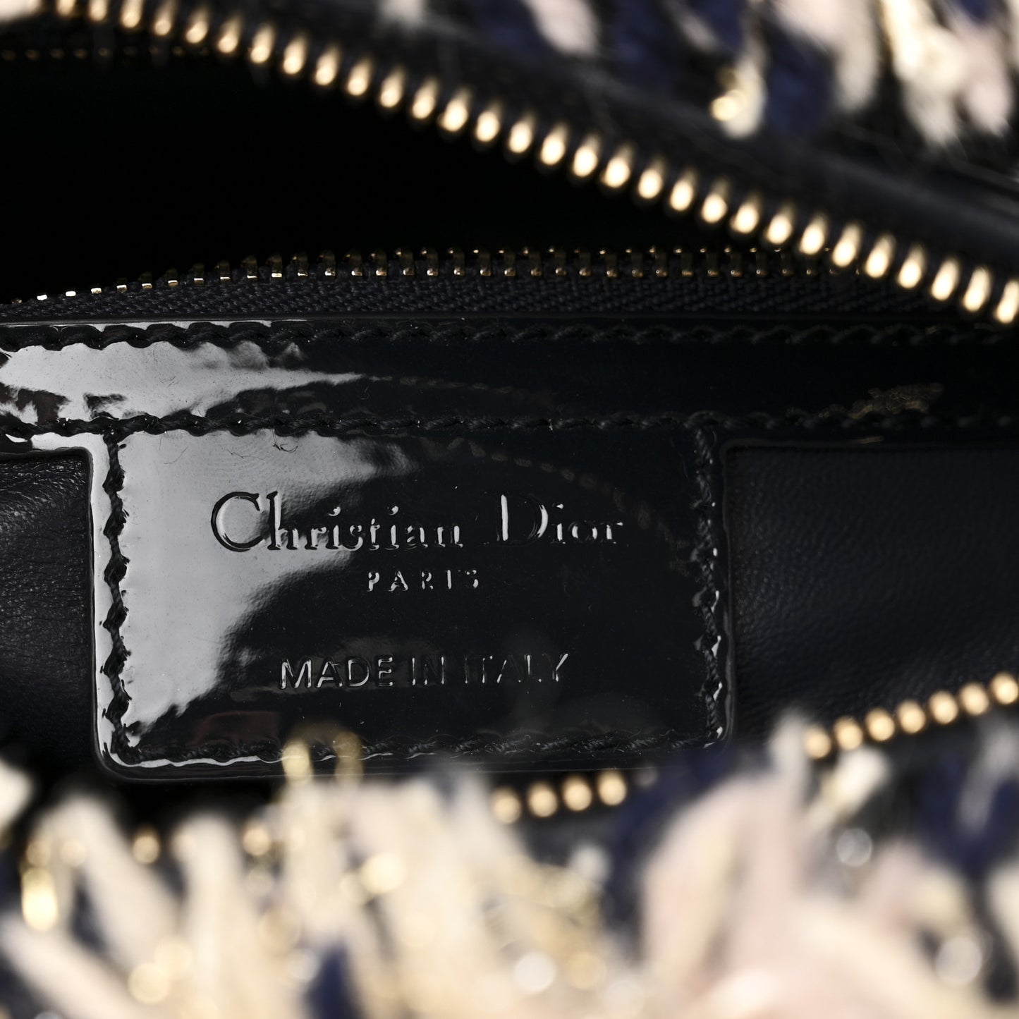 Tweed Fringe Medium Lady Dior Beige Multicolor