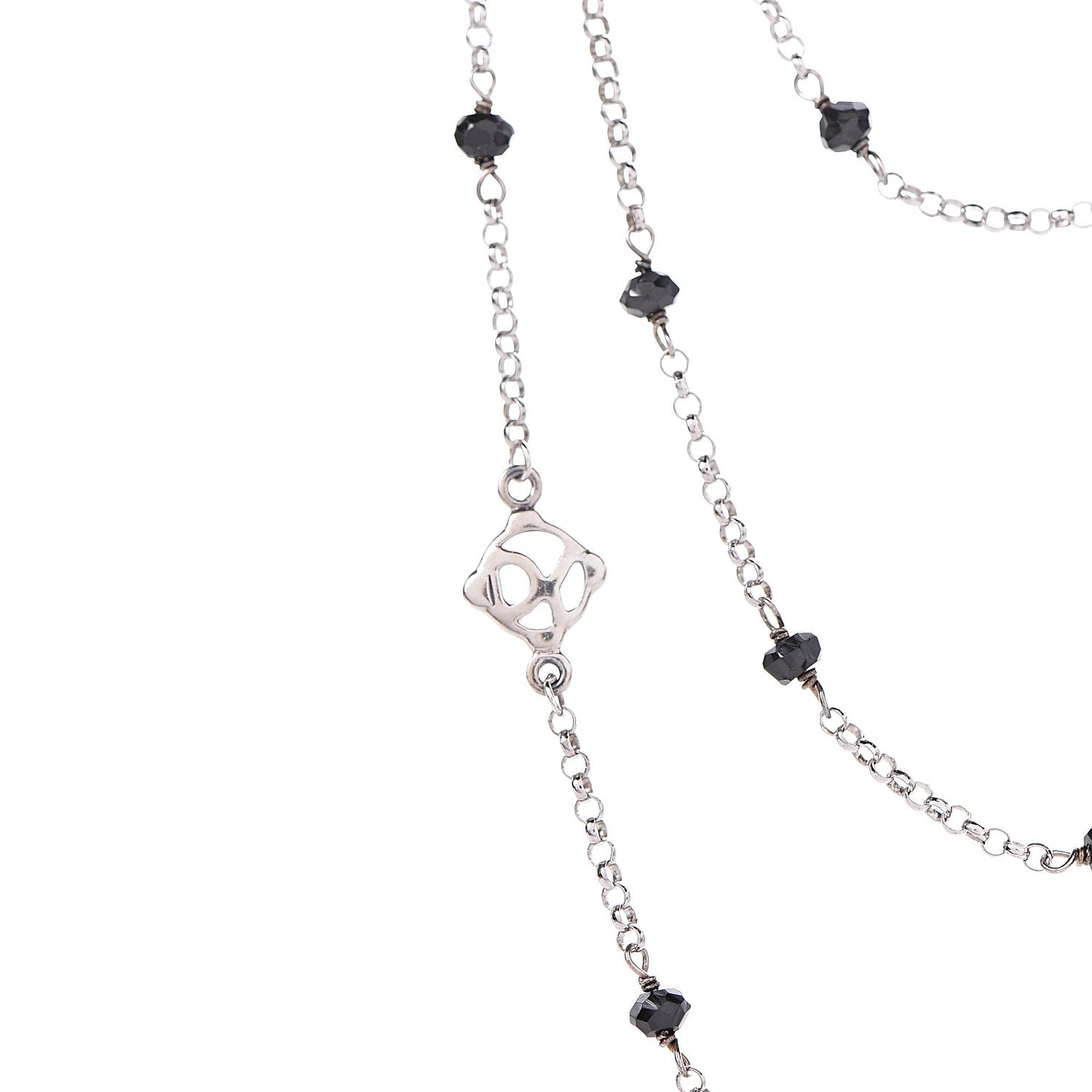 Sterling Silver Black Onyx Station Chain Necklace