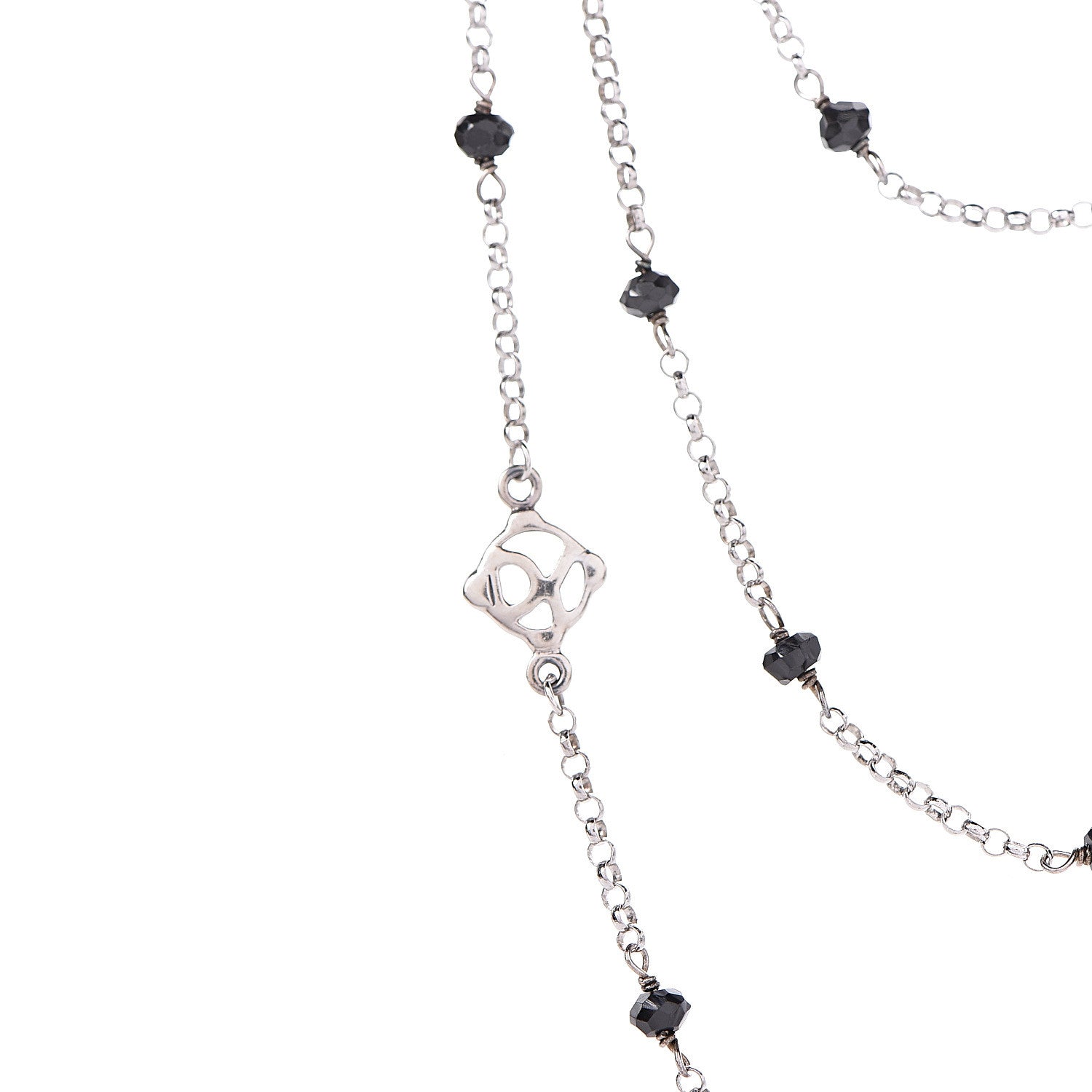 David Yurman Sterling Silver Black Onyx Station Chain Necklace 4 of 5