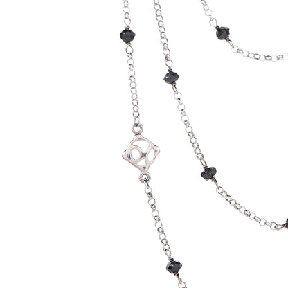 David Yurman Sterling Silver Black Onyx Station Chain Necklace 4 of 5