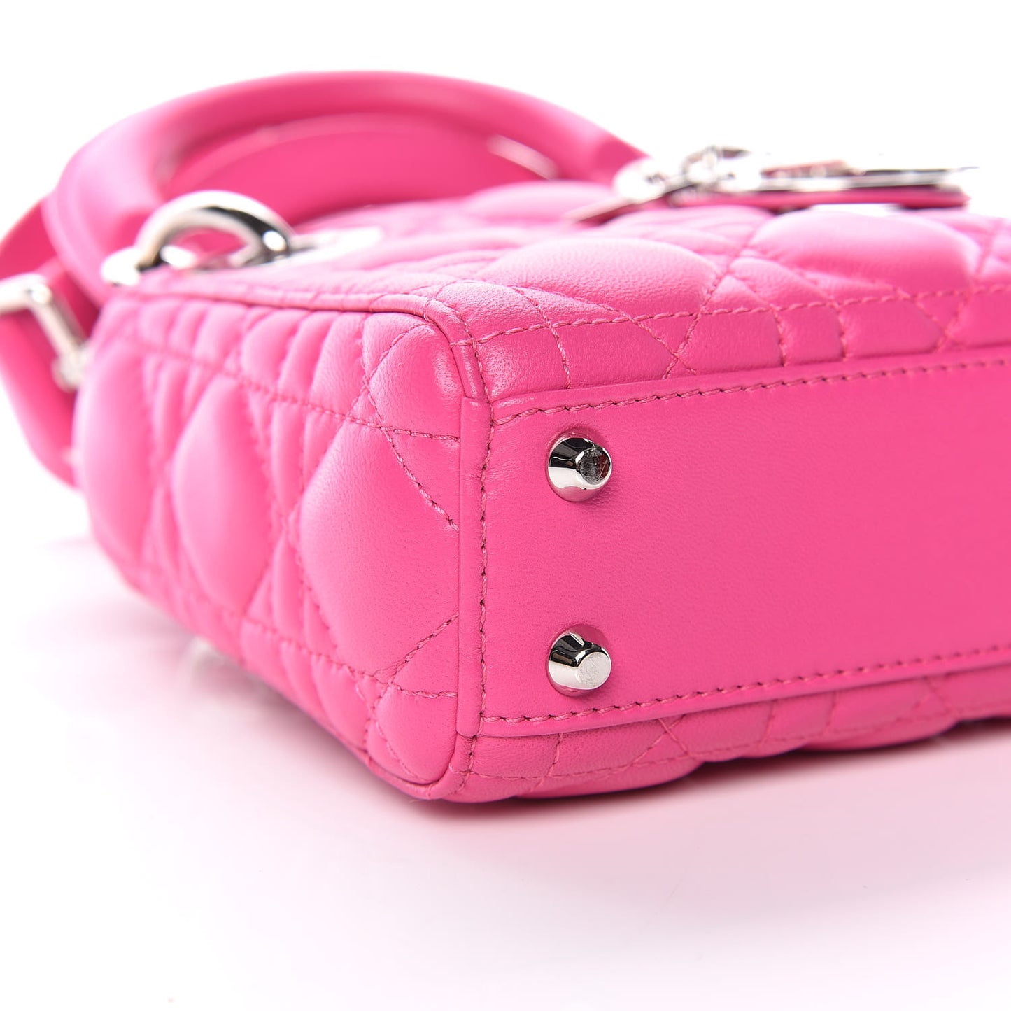 Lambskin Cannage Nano Lady Dior Fuchsia