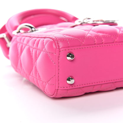 Christian Dior Lambskin Cannage Nano Lady Dior Fuchsia 9 of 11