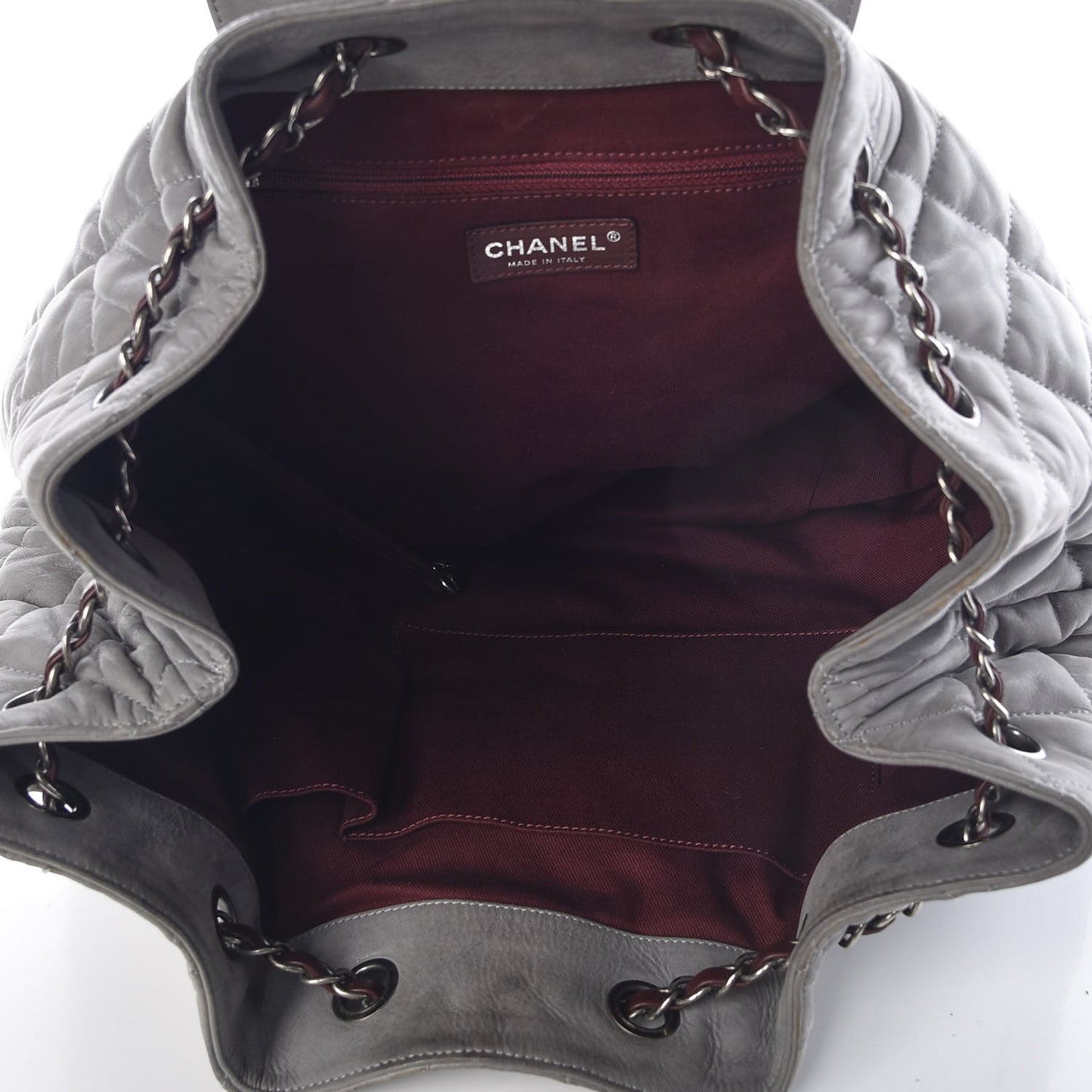 Iridescent Calfskin Quilted In The Mix Backpack Grey