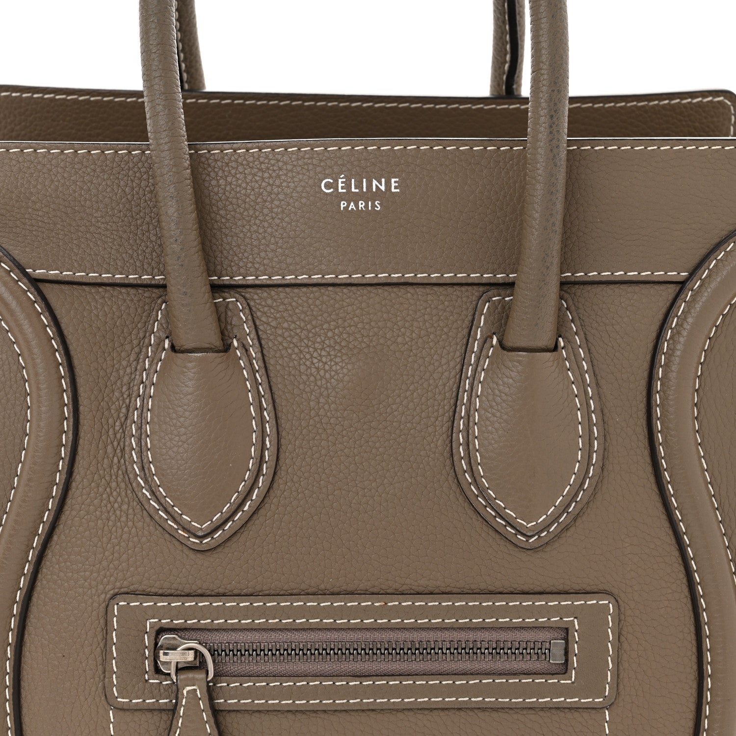 Celine Drummed Calfskin Micro Luggage Souris 7 of 9