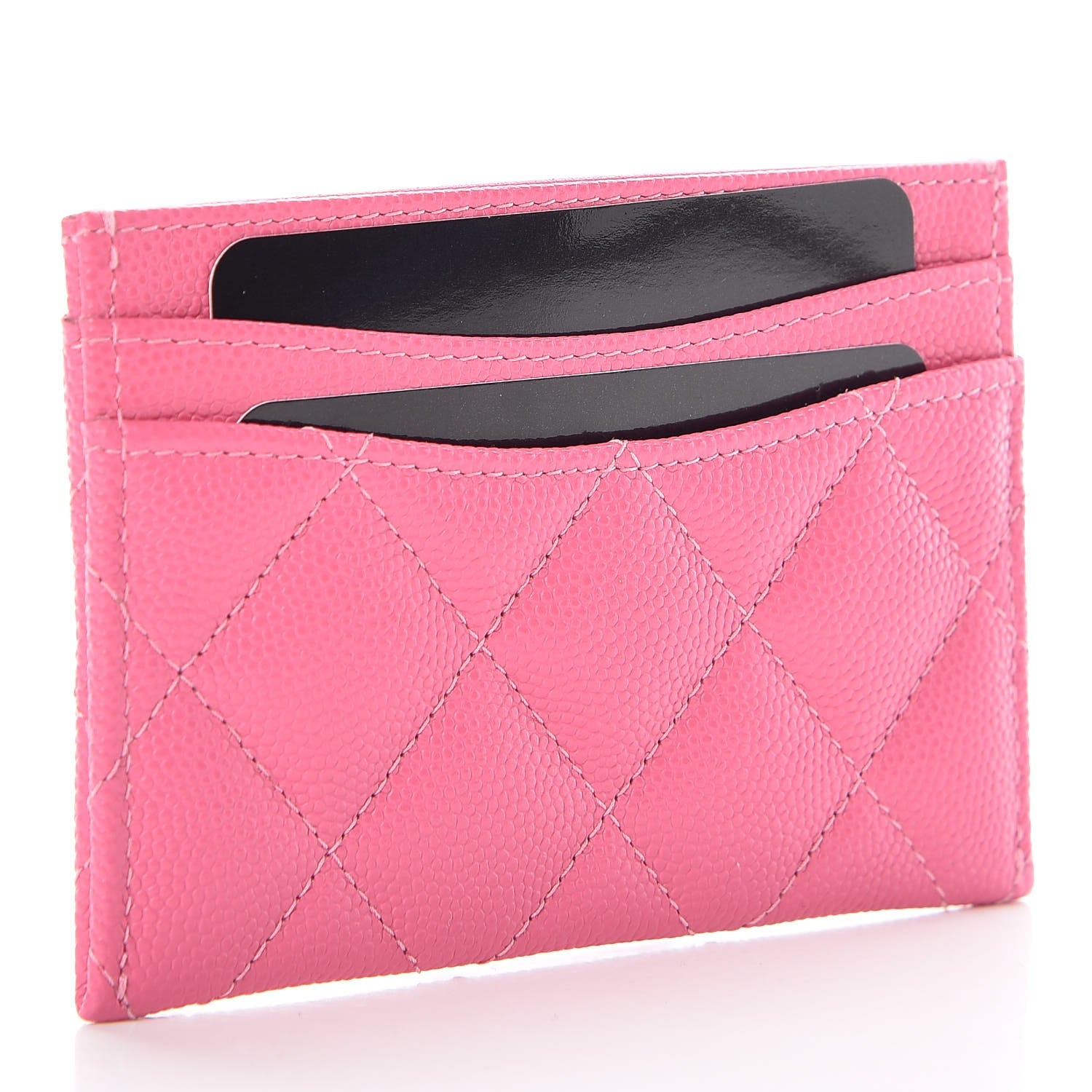 Chanel Metallic Caviar Quilted Card Holder Pink 3 of 9