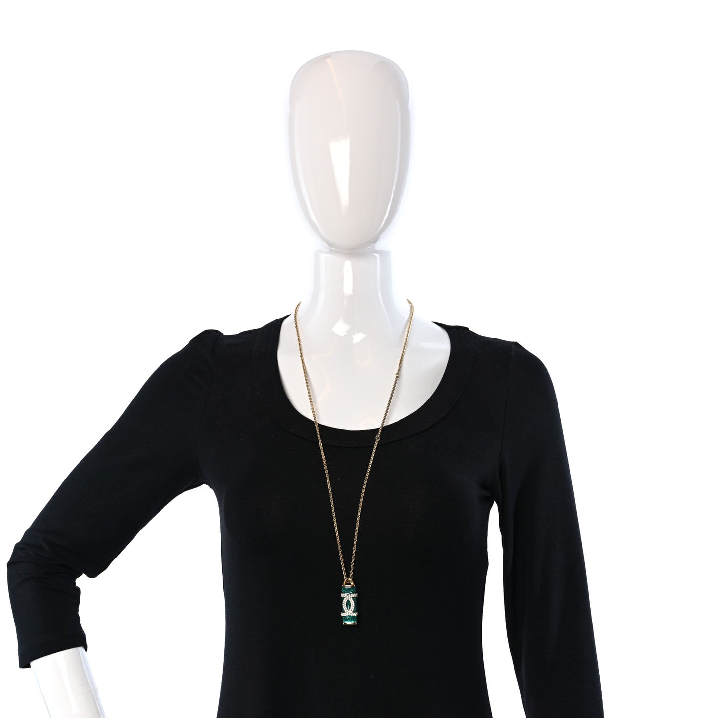 Crystal CC Forever CC Long Necklace Gold Green