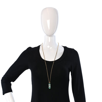 Chanel Crystal CC Forever CC Long Necklace Gold Green 3 of 4