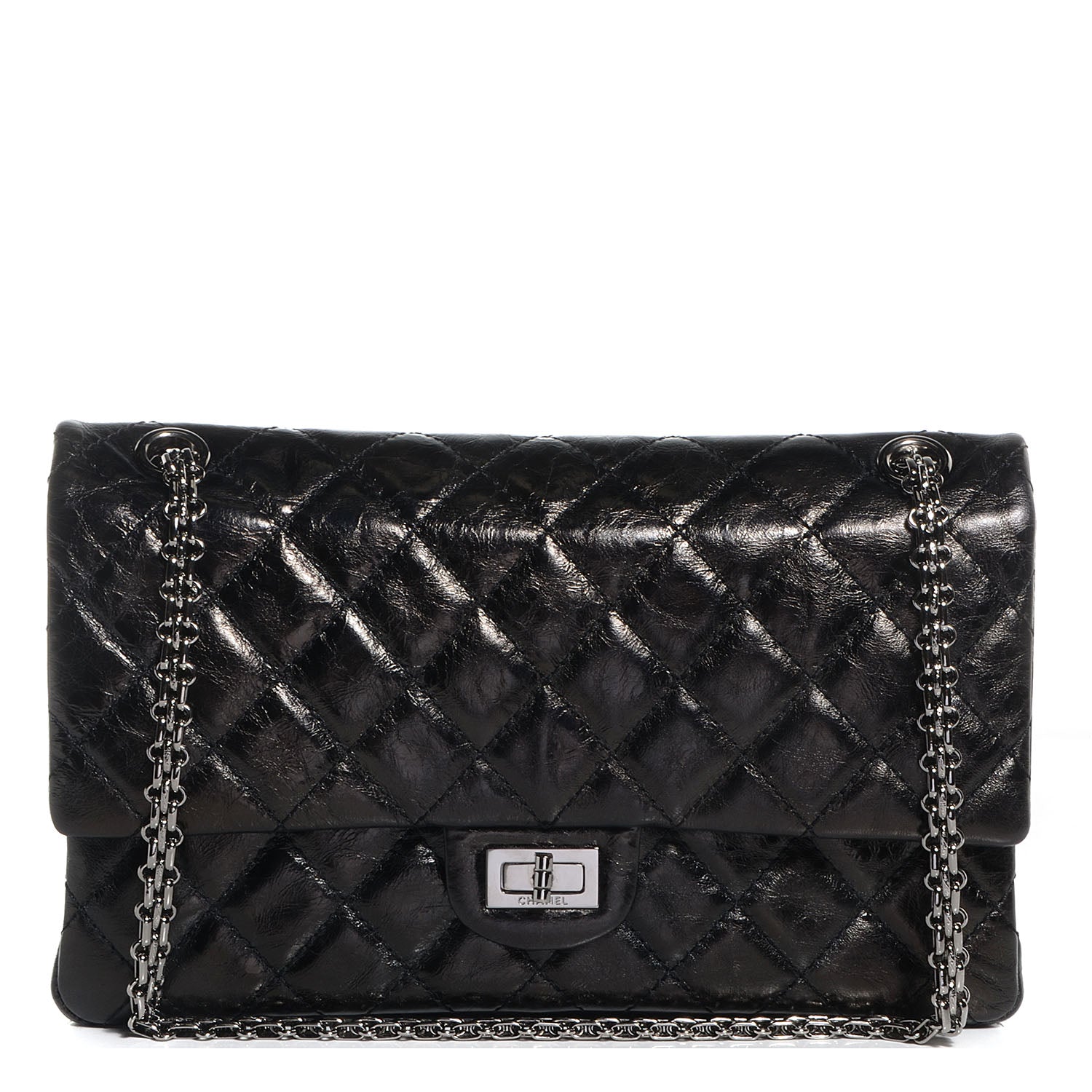 Chanel Aged Calfskin 2.55 Reissue 226 Flap Metallic Black 1 of 9