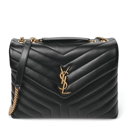Saint Laurent Calfskin Y Quilted Monogram Medium Loulou Chain Satchel Black 1 of 10