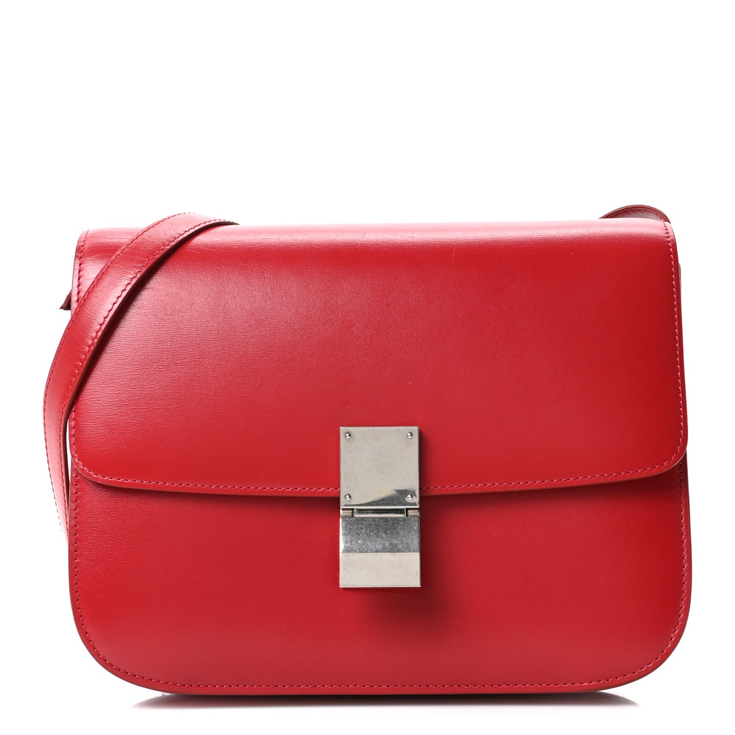 Box Calfskin Medium Classic Box Flap Bag Red