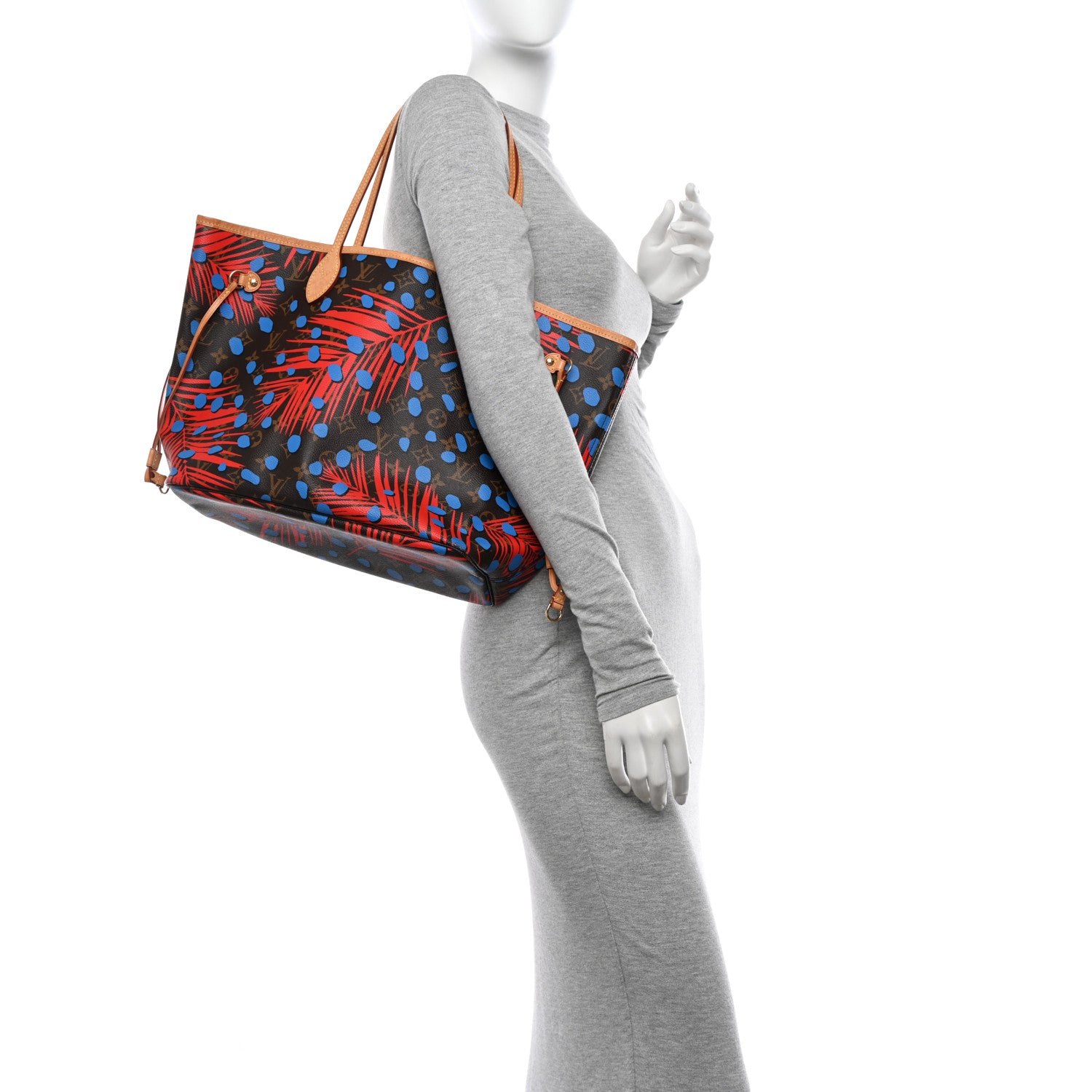 Louis Vuitton Monogram Jungle Dots Neo Neverfull MM Coquelicot Denim 2 of 12