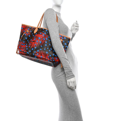 Louis Vuitton Monogram Jungle Dots Neo Neverfull MM Coquelicot Denim 2 of 12