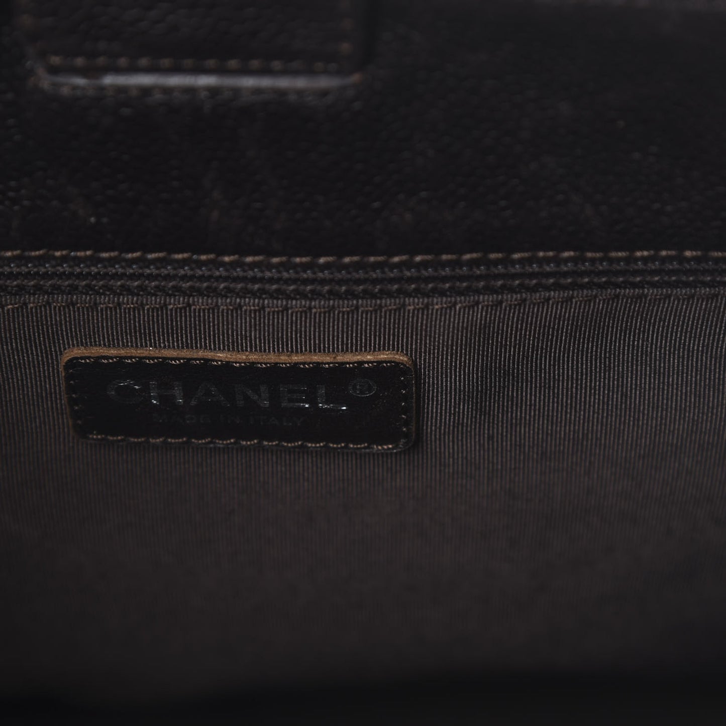 Caviar Petit Shopping Tote PST Dark Brown