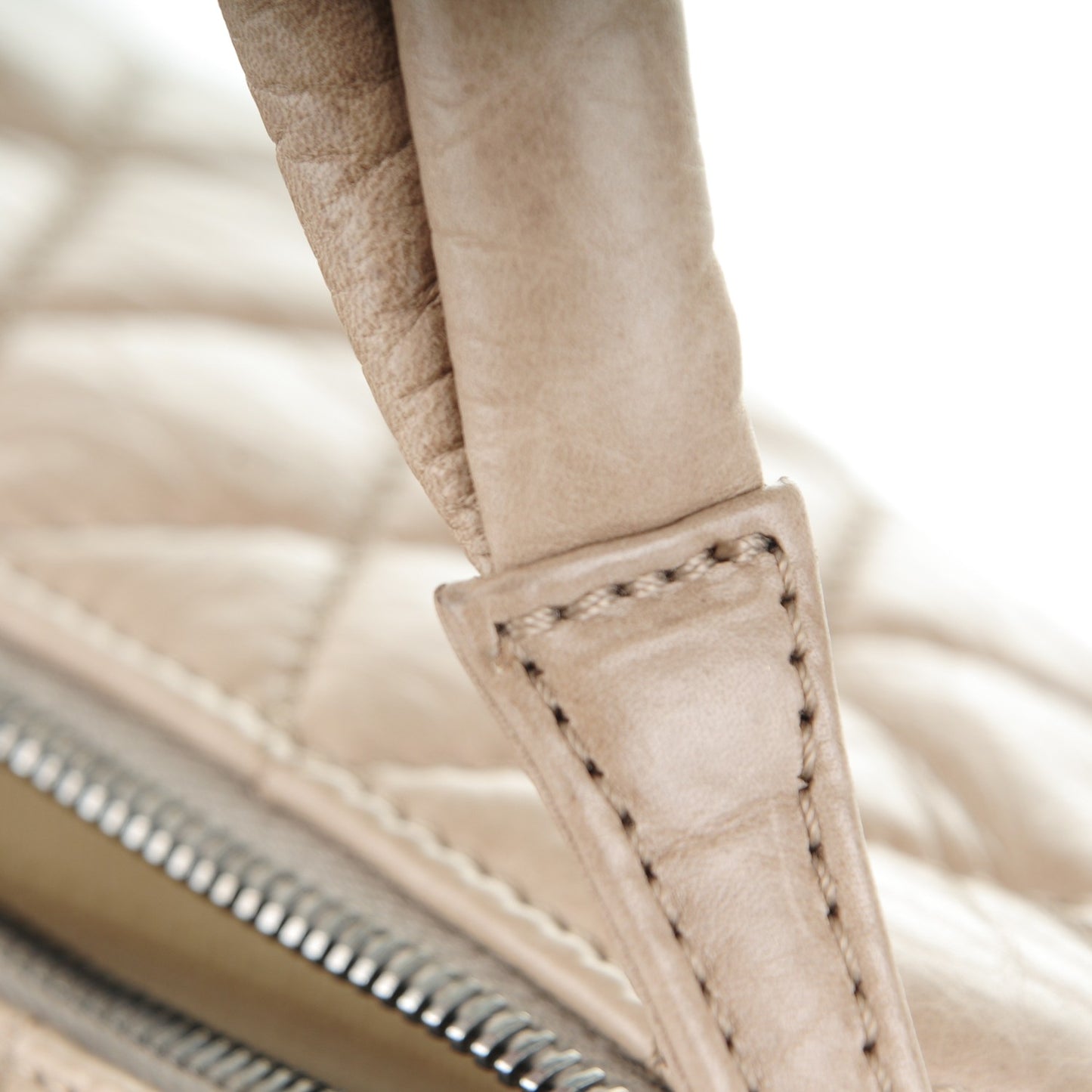 Distressed Lambskin Lady Braid Small Tote Taupe